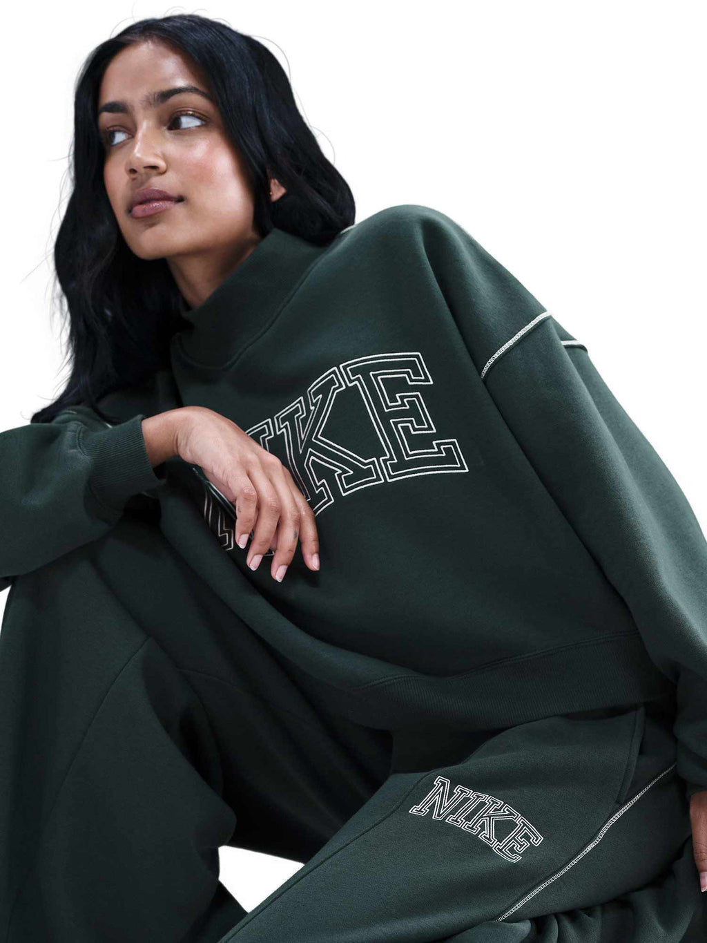 NIKE Спортно долнище W NSW PHNX FLC LOGO WIDE LEG
