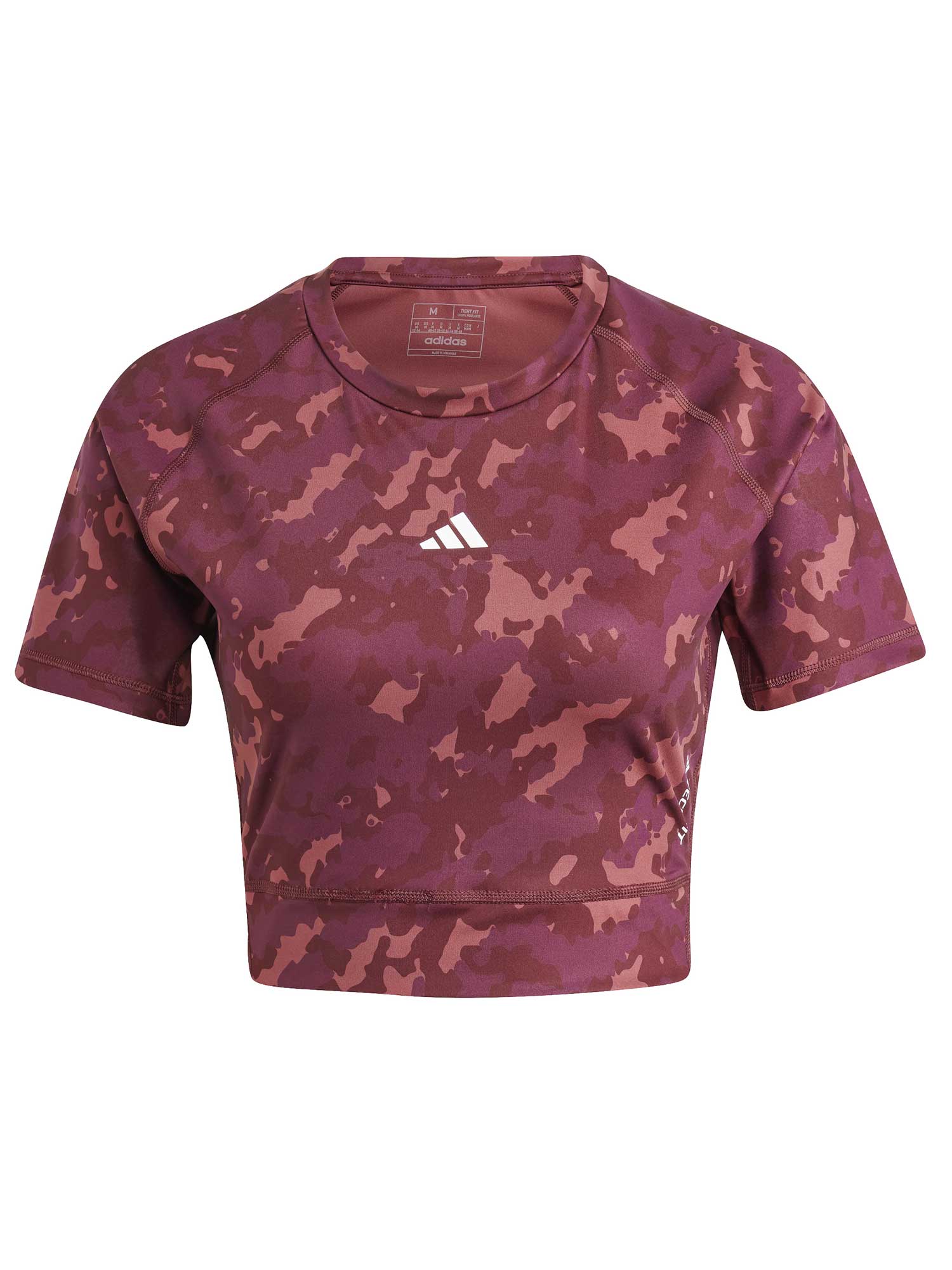ADIDAS PERFORMANCE Тениска Techfit Camo Print Crop Training