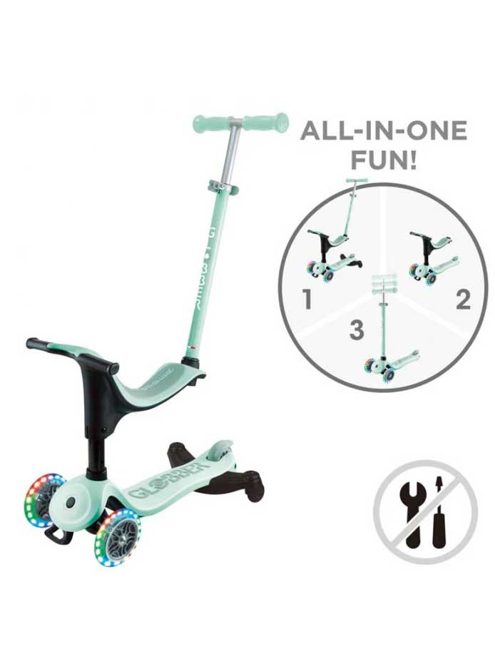GLOBBER Тротинетка 4 в 1 GO UP SPORTY LIGHTS 360