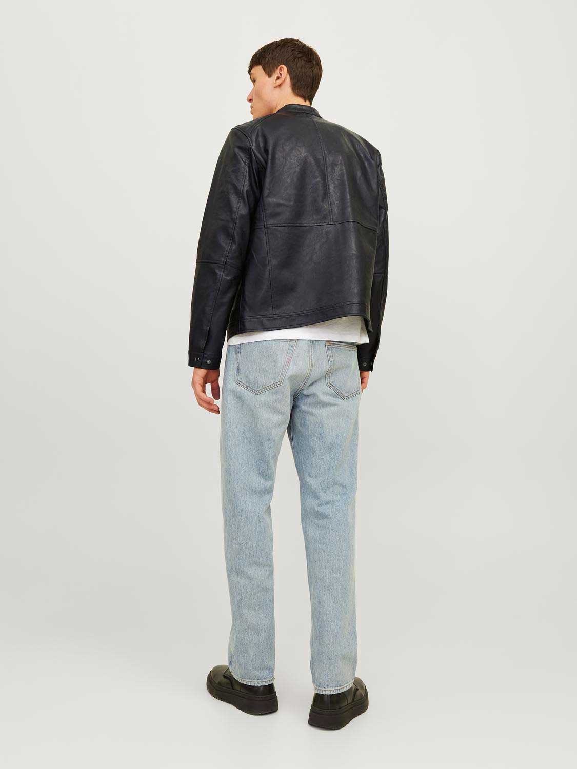 JACK & JONES Кожено яке JJEDYLAN PU BIKER JACKET NOOS