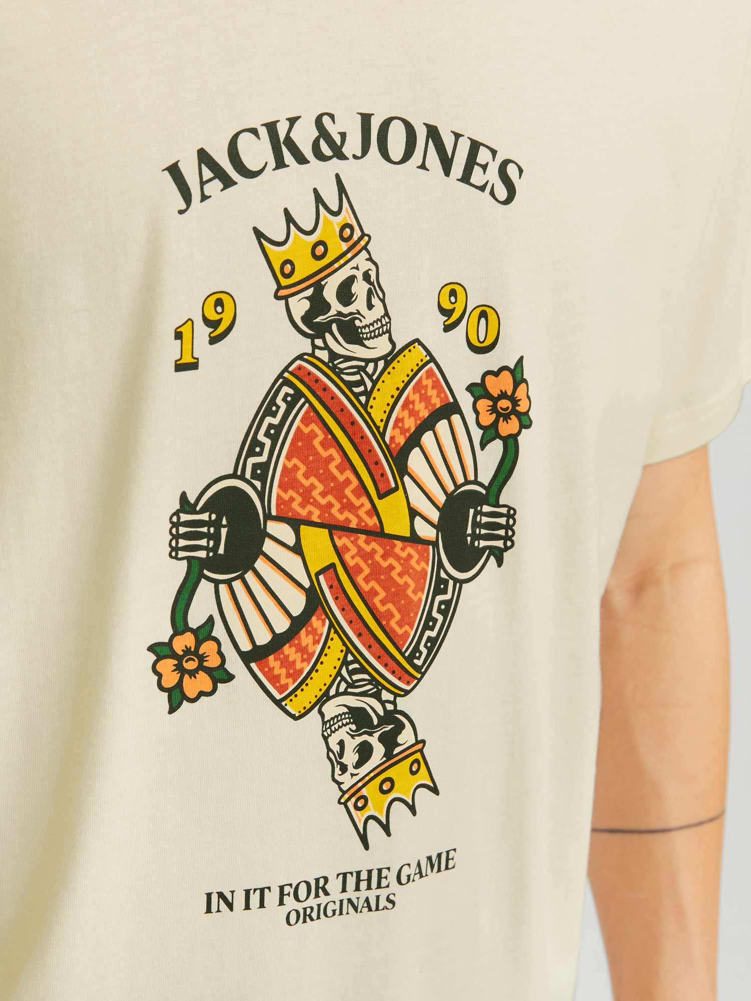 JACK & JONES Тениска JORANATOMY SKULL TEE SS CREW NECK SN