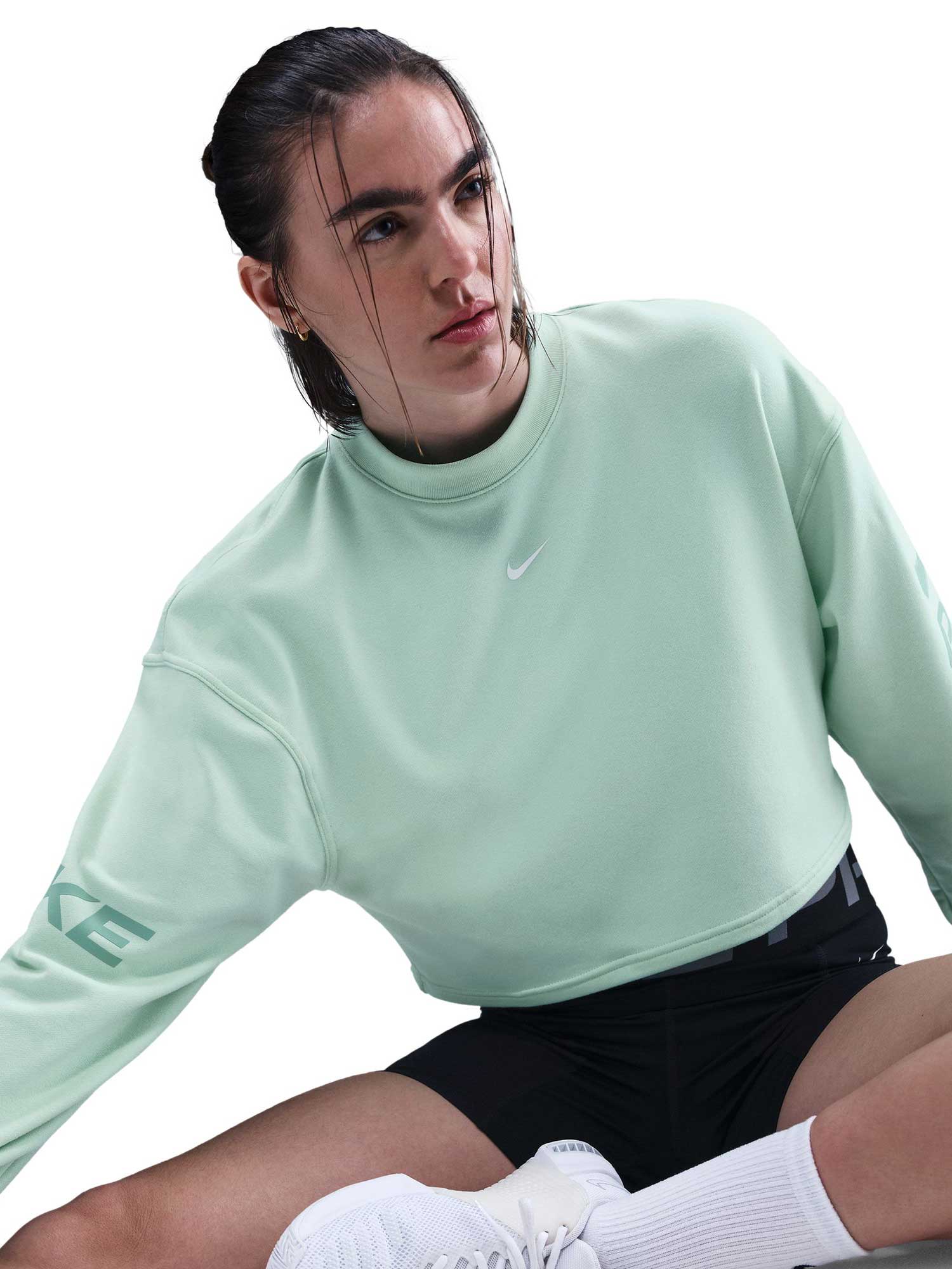 NIKE Блуза W NP DF FLC CREW TT GRX