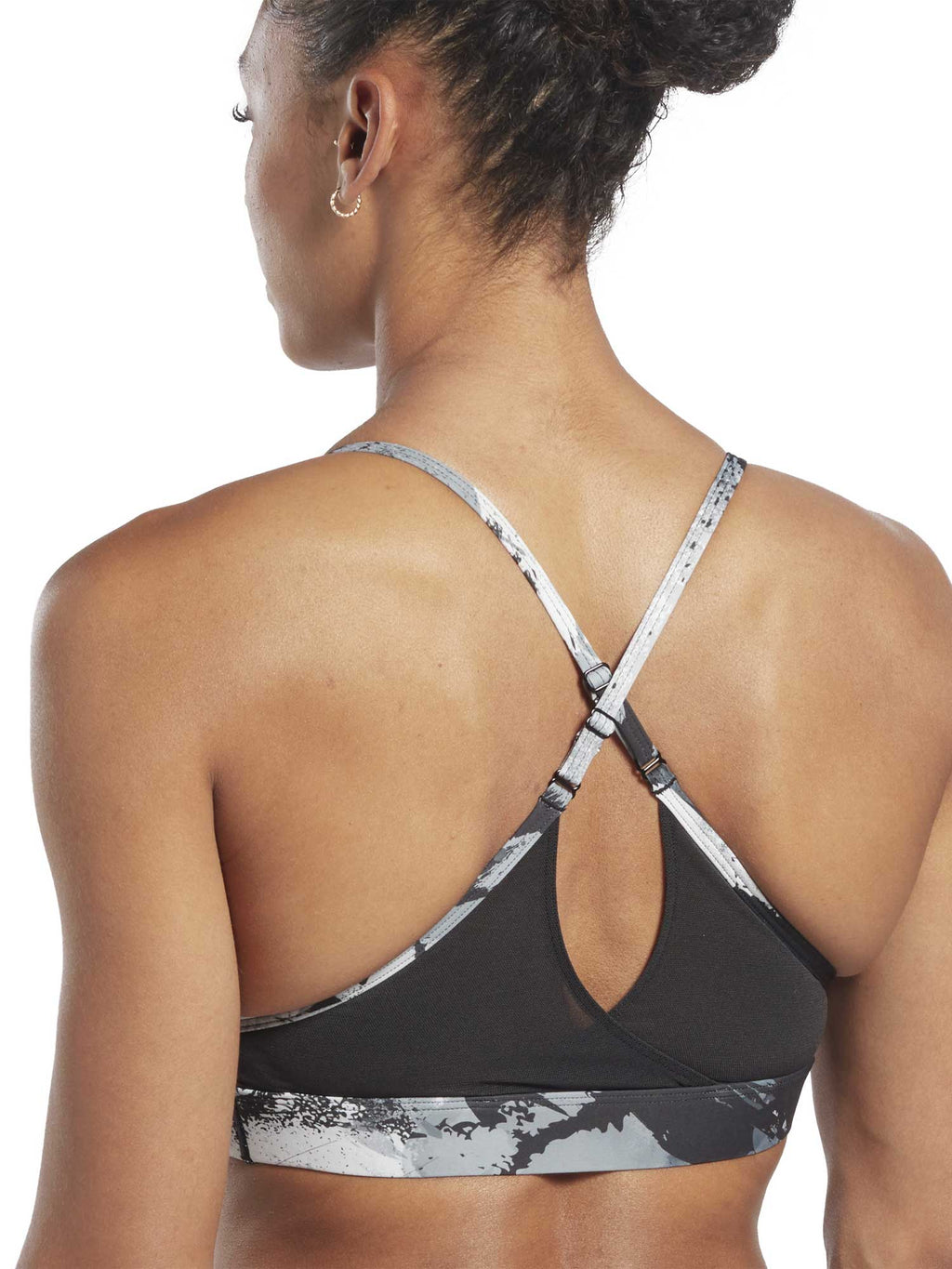 REEBOK Спортен сутиен Lux Strappy Allover Print Bold Bra