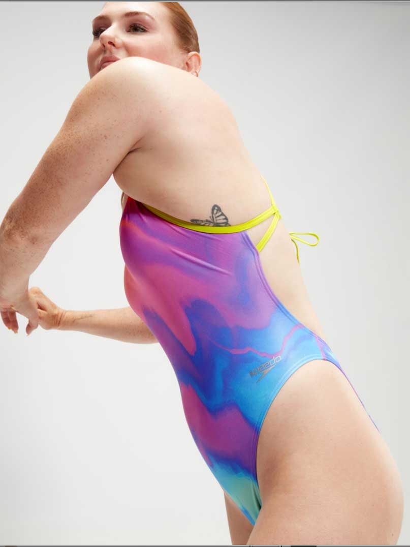 SPEEDO Цял бански WOMENS ALLOVER DIGITAL TIE BACK