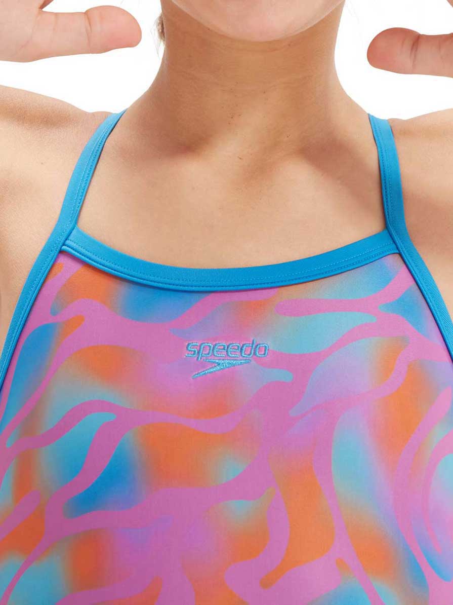 SPEEDO Цял бански GIRLS PRINTED THINSTRAP MUSCLEBACK