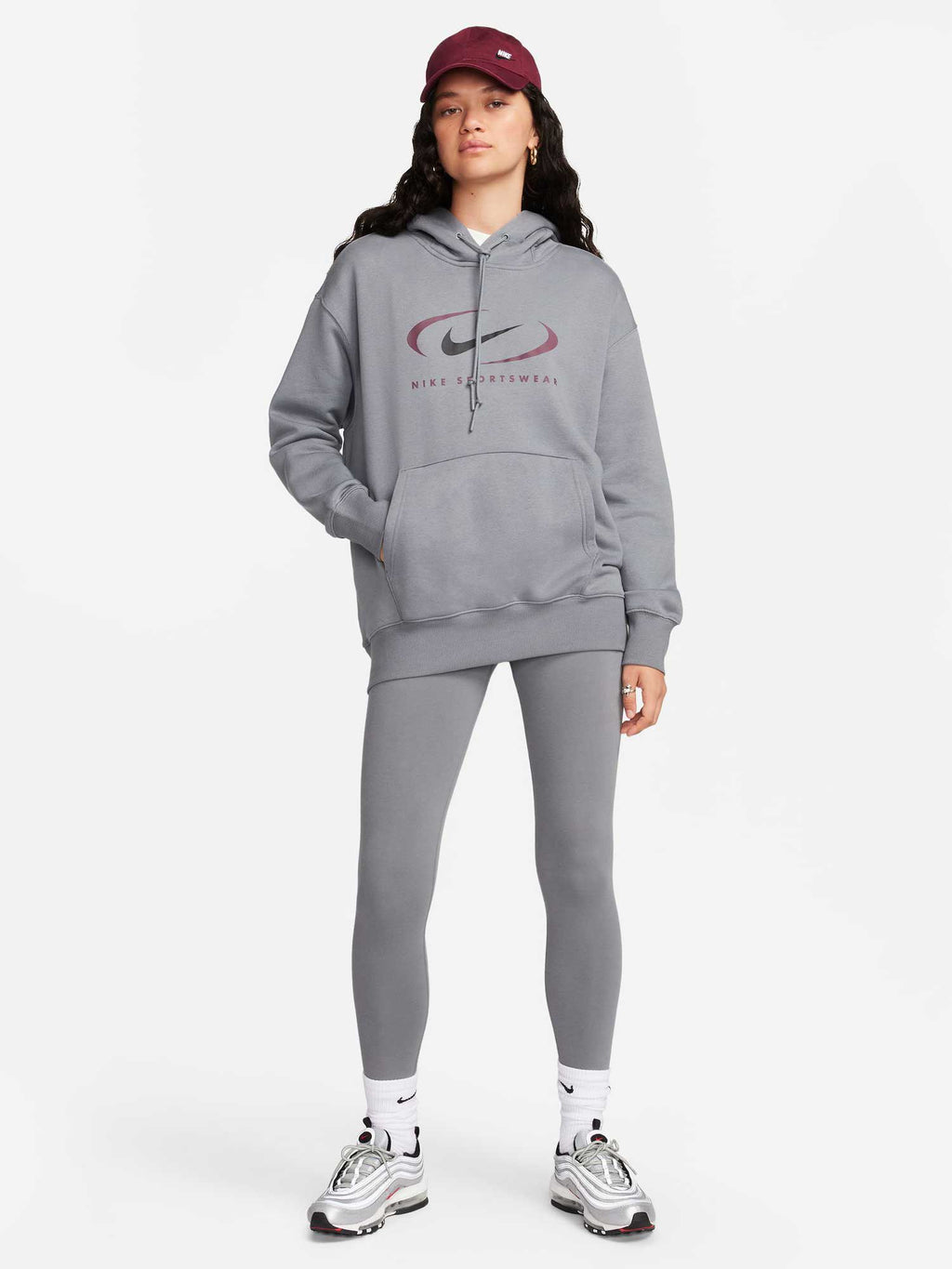 NIKE Суитшърт W NSW FLC OS PO HDY SWSH
