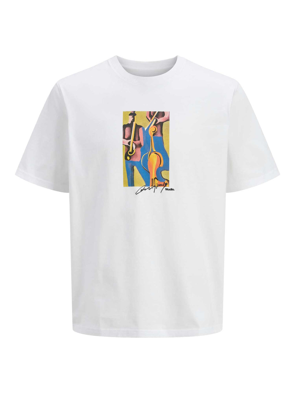 JACK & JONES Тениска JORMANCHESTER CUBISM FRONT TEE SS CN