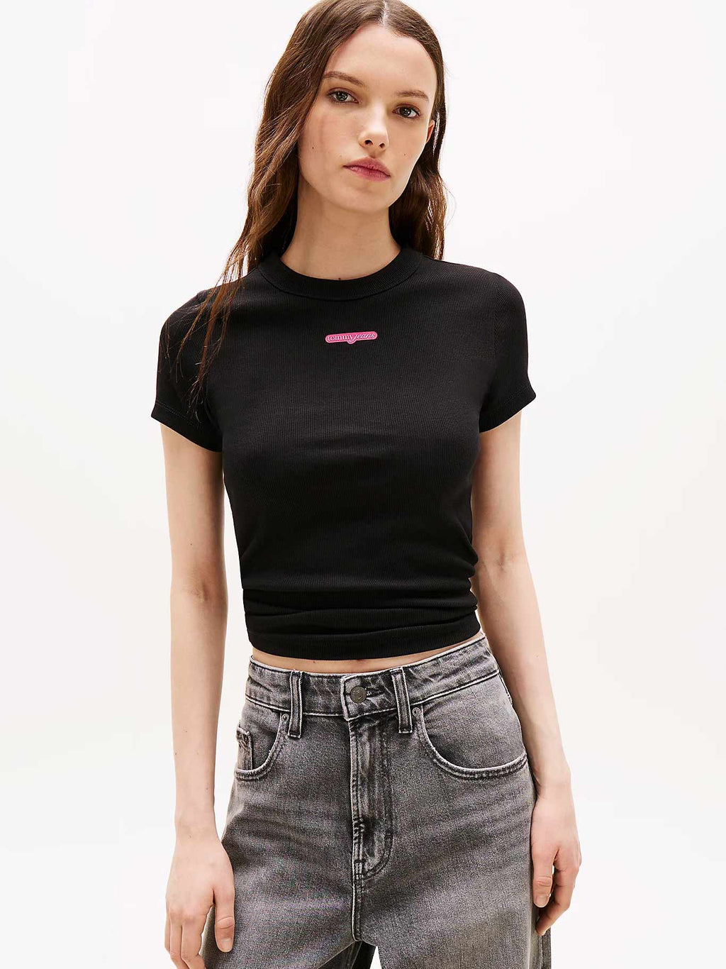 TOMMY JEANS Тениска TJW SLIM SCRIPT LABEL SS TEE E