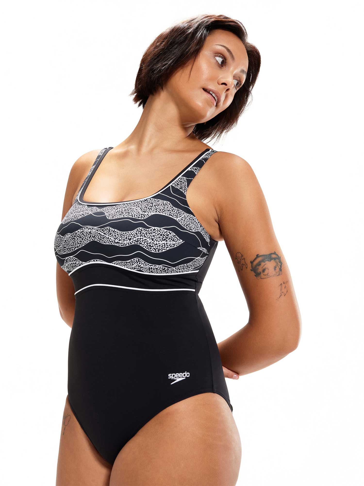 SPEEDO Цял бански WOMENS SHAPING CONTOURECLIPSE PRINTED