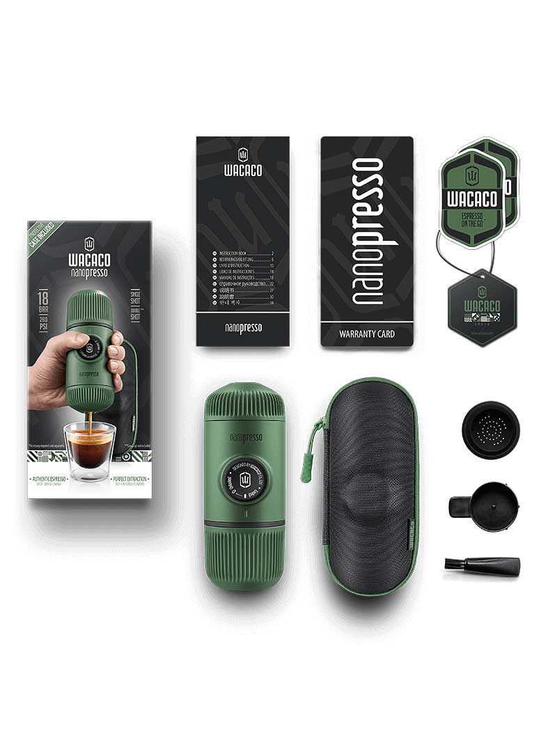 WACACO Кафемашина Nanopresso Classic + калъф, Moss Green