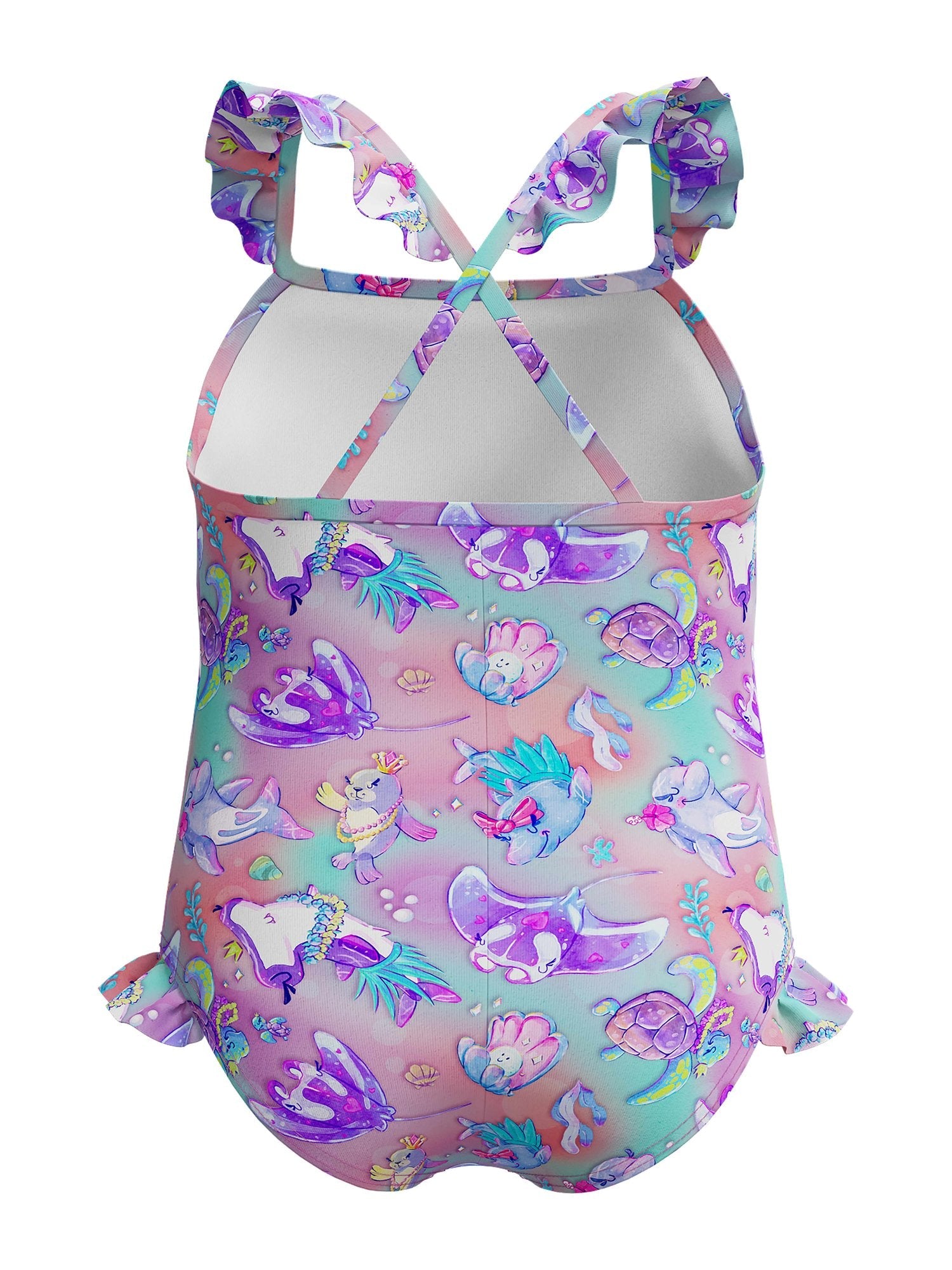 SPEEDO Цял бански GIRLS DIGITAL FRILL THINSTRAP