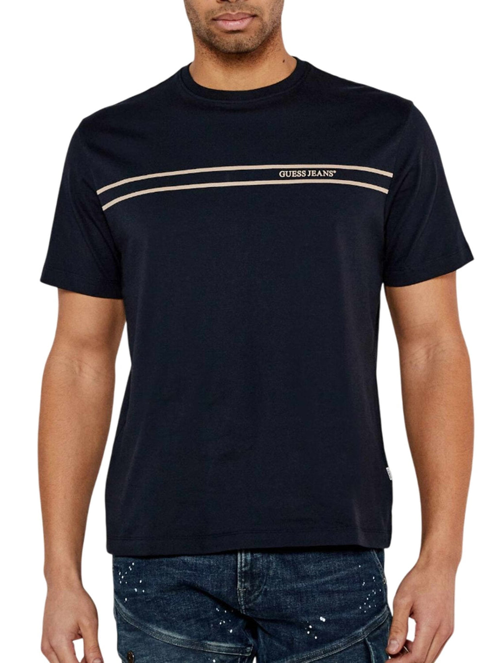 GUESS JEANS Тениска GJ SS CN REG CHEST STRIPE TEE