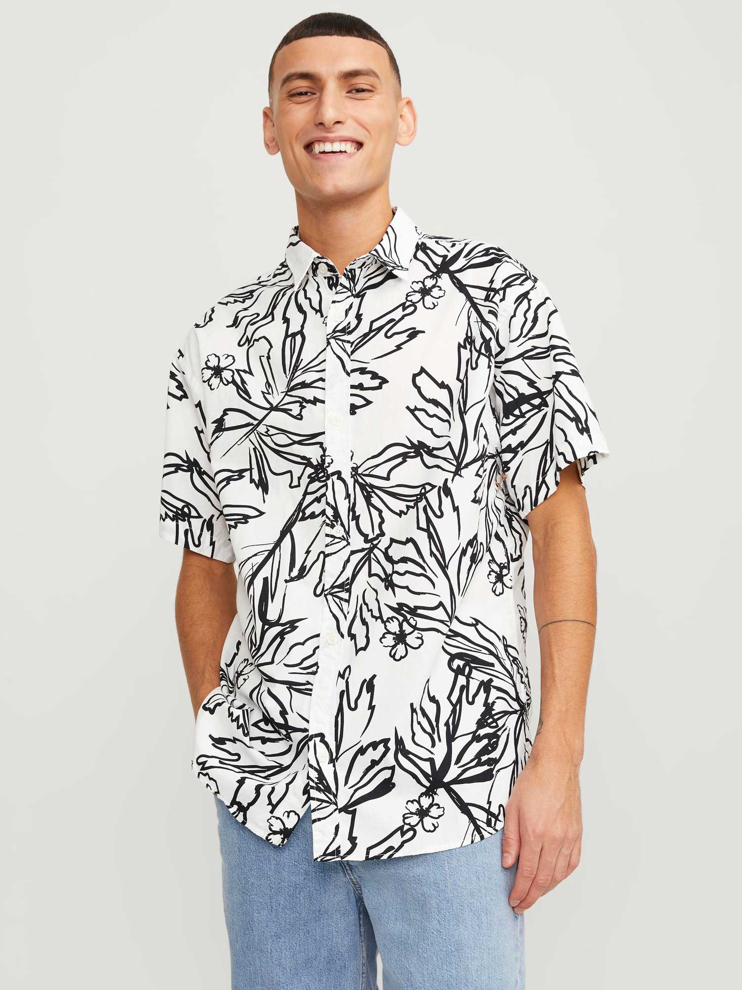 JACK & JONES Риза JORLAFAYETTE AOP SHIRT SS