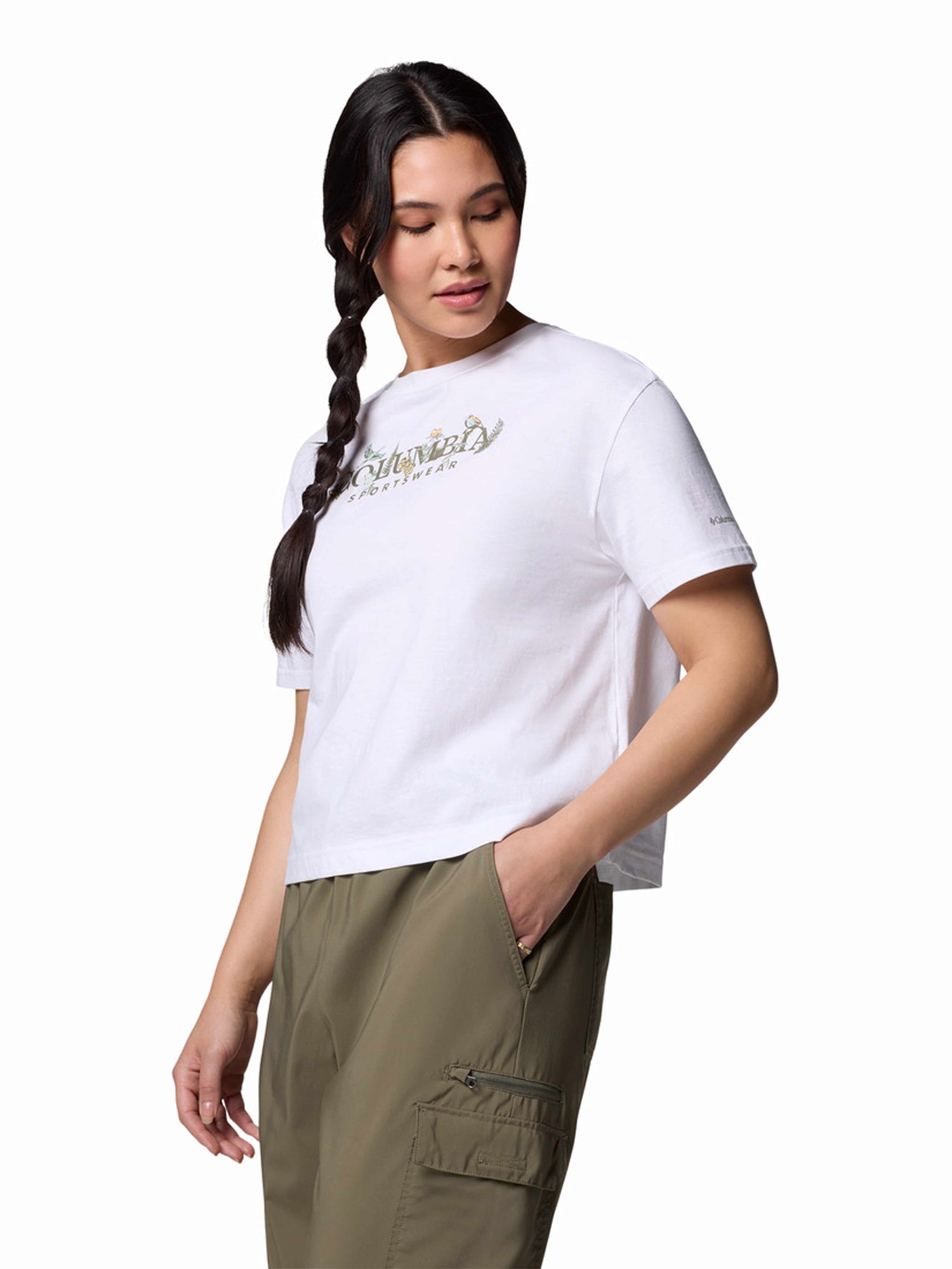 COLUMBIA Тениска Rolling Bend Graphic Relaxed Crop SS