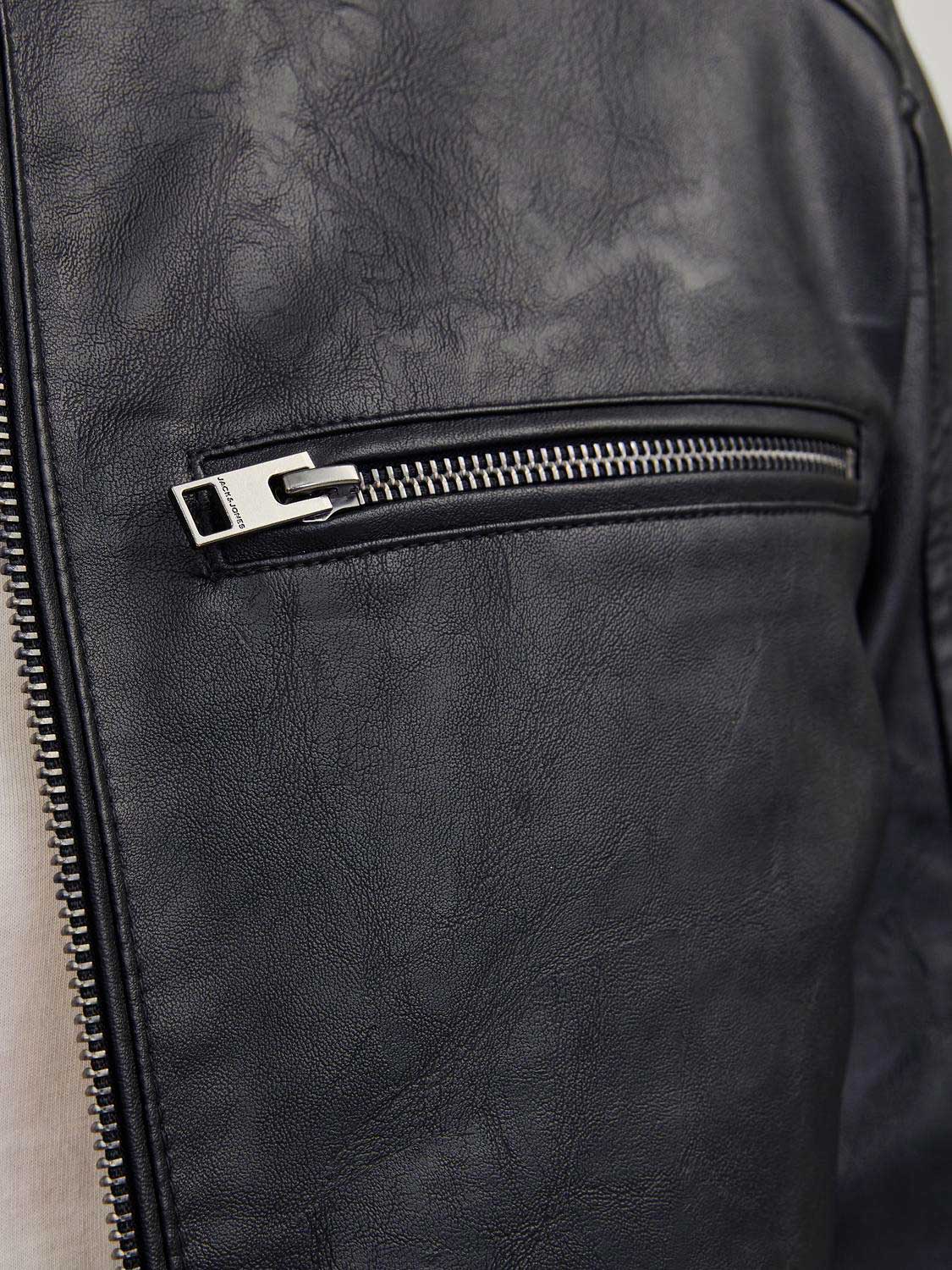 JACK & JONES Кожено яке JJEDYLAN PU BIKER JACKET NOOS