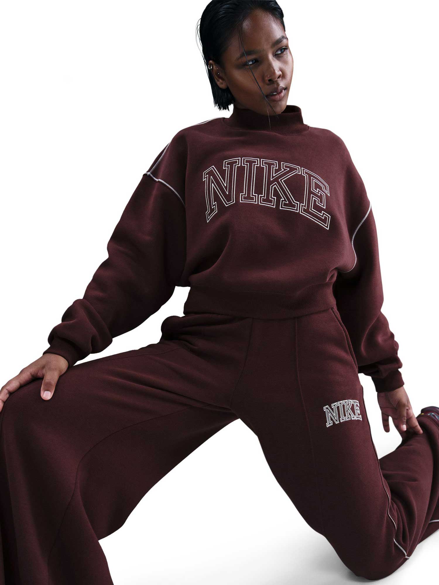 NIKE Спортно долнище W NSW PHNX FLC LOGO WIDE LEG