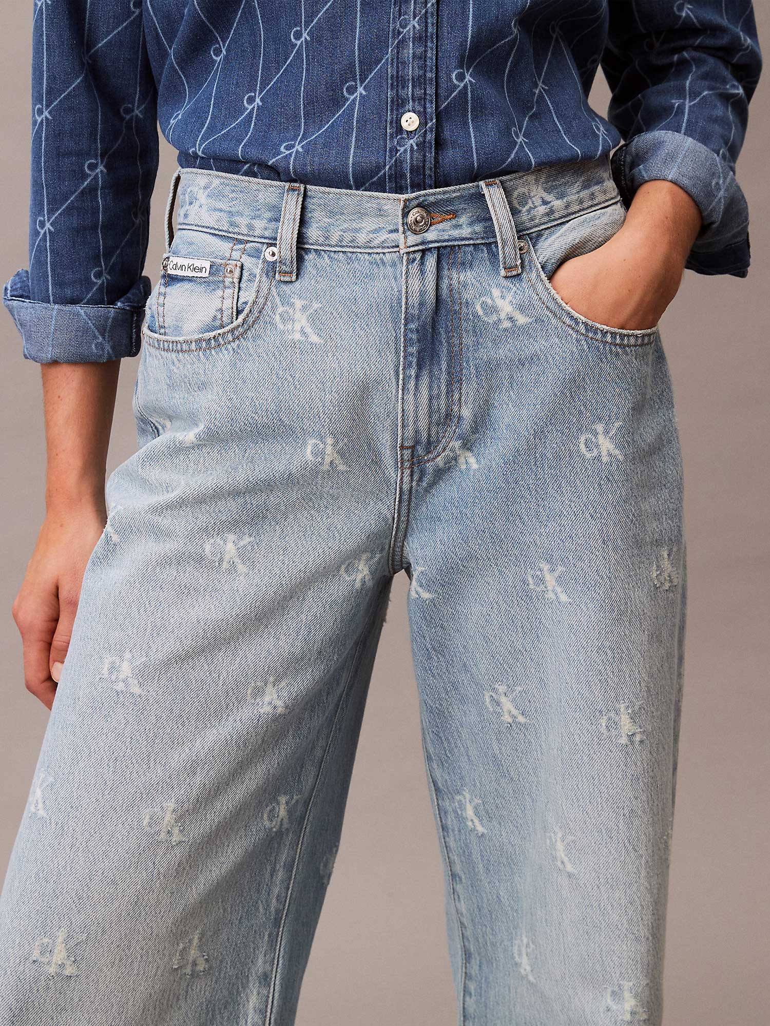 Calvin Klein Jeans Дънки TH WD LG CK DSTRSSD