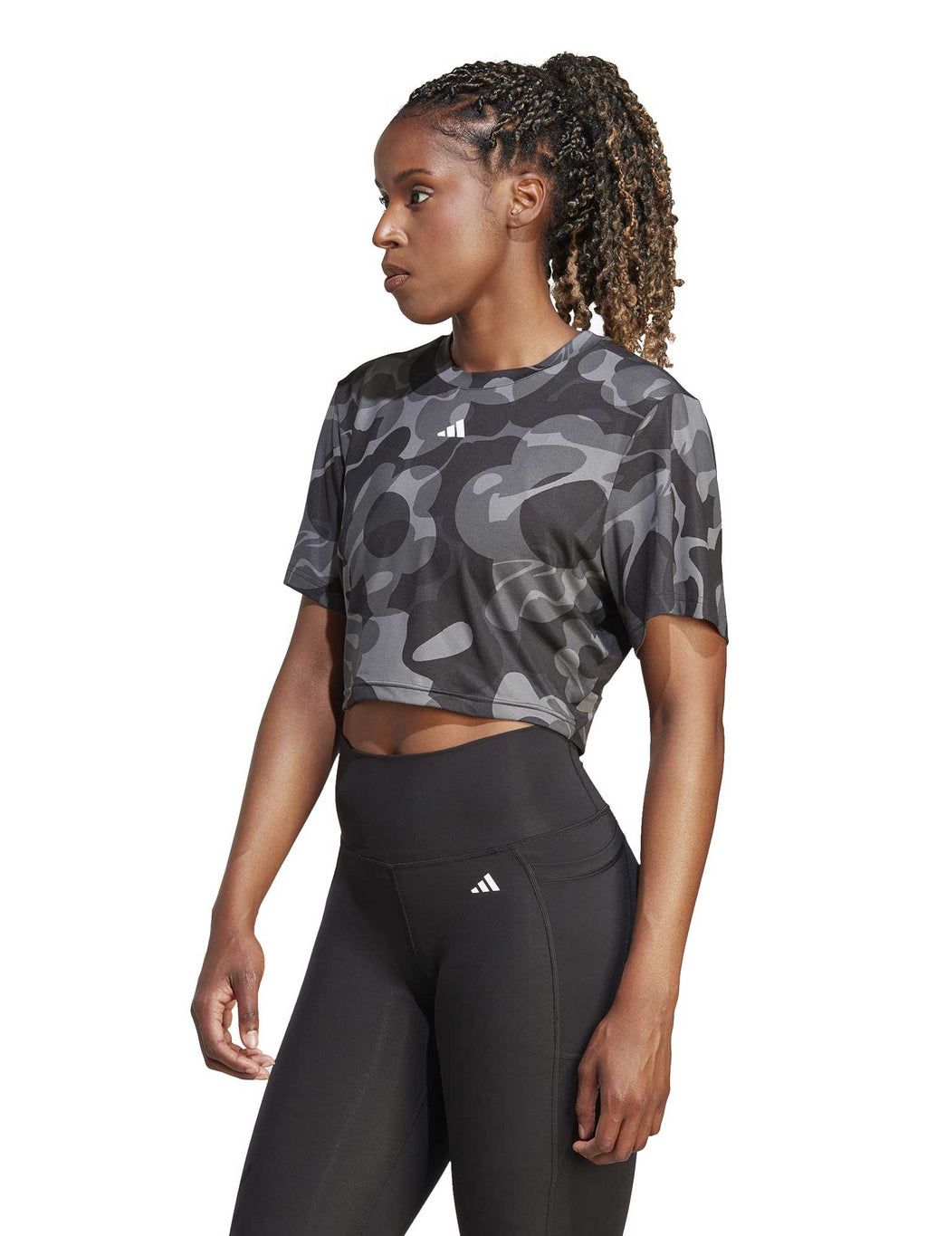 ADIDAS PERFORMANCE Тениска Train Essentials AOP Floral Print Crop