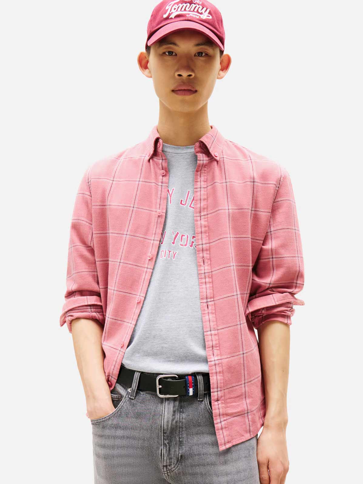 TOMMY JEANS Риза TJM ESSNTL TWILL CHECK REG SHI
