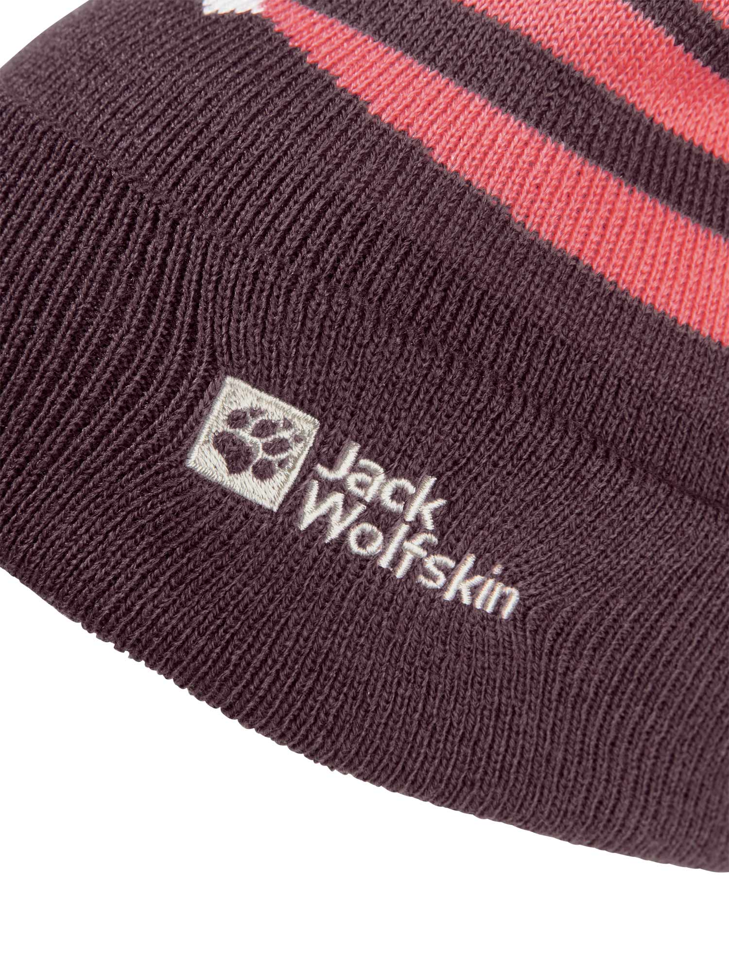 JACK WOLFSKIN Шапка STRIPY POMPOM BEANIE K