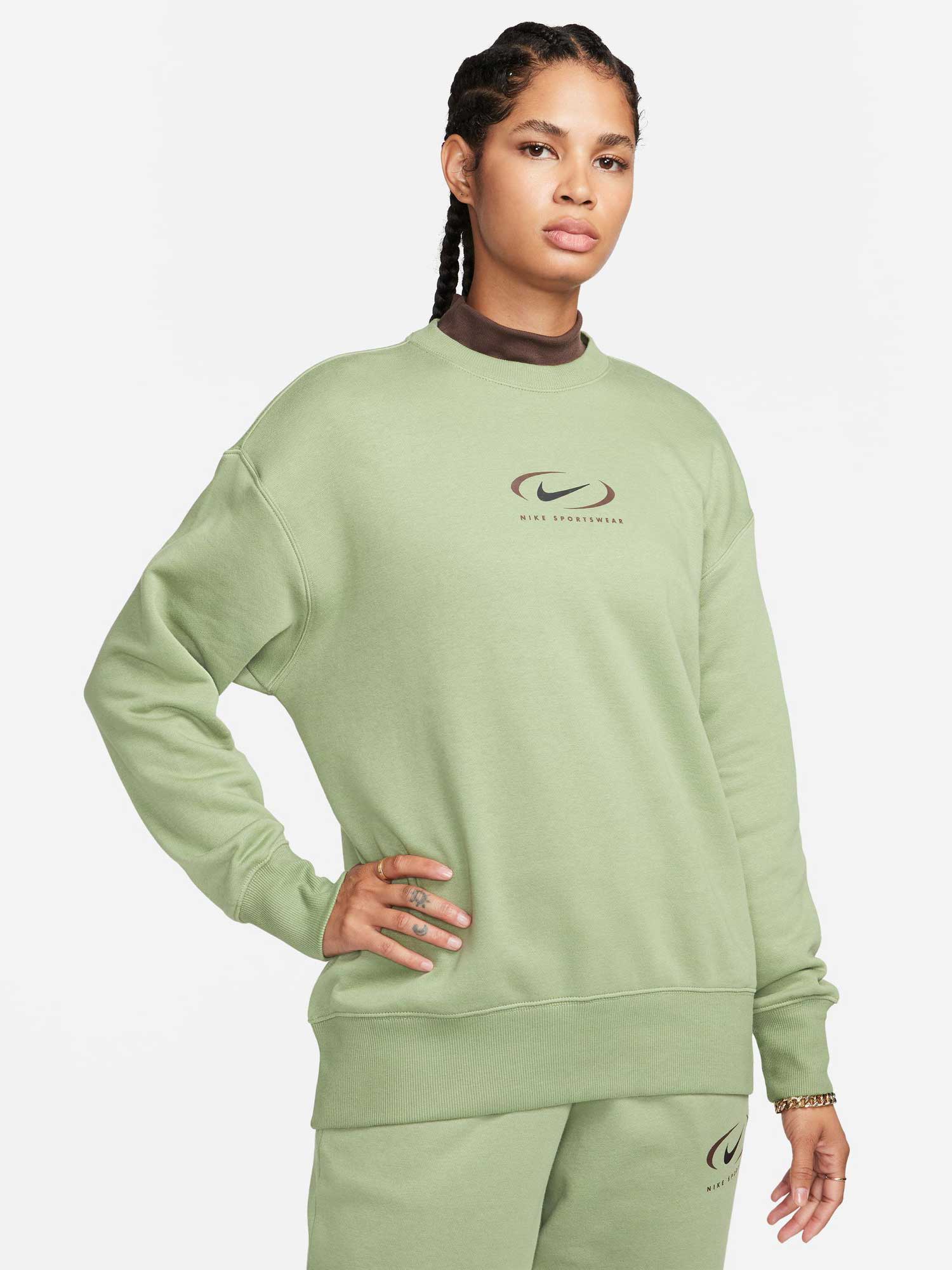 NIKE Блуза W NSW PHNX FLC OS CREW PRNT SW