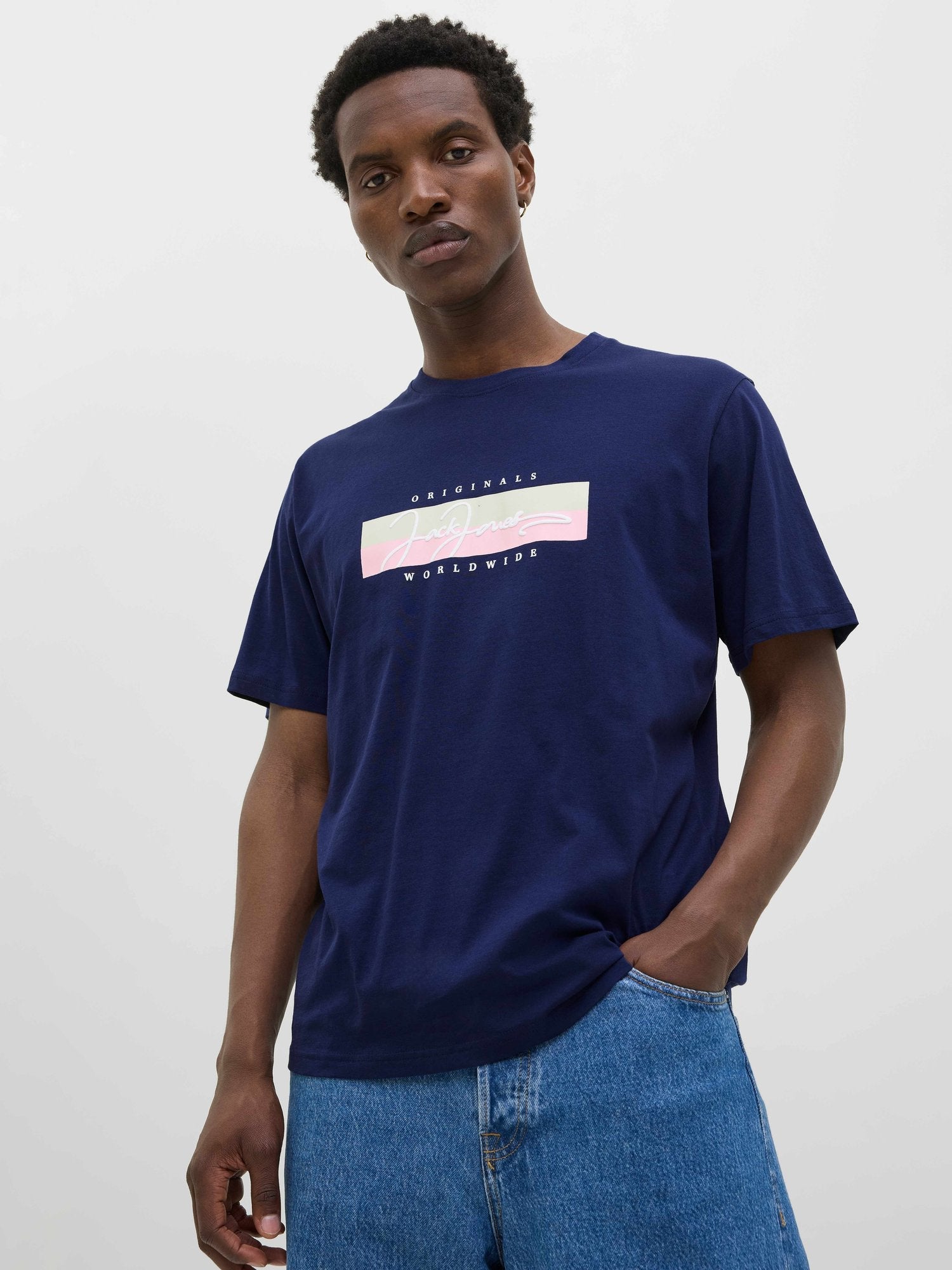 JACK & JONES Тениска JORFREDERIKSBERG BOX SCRIPT TEE SS CN LN