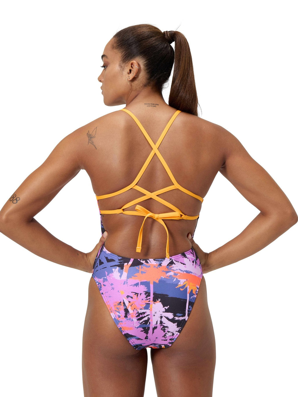 SPEEDO Цял бански WOMENS ALLOVER DIGITAL LATTICE TIE-BACK