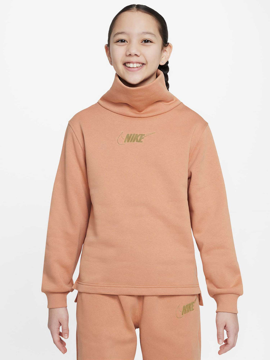 NIKE Блуза G NSW CLUB FLC FNL LS TOP SHNE
