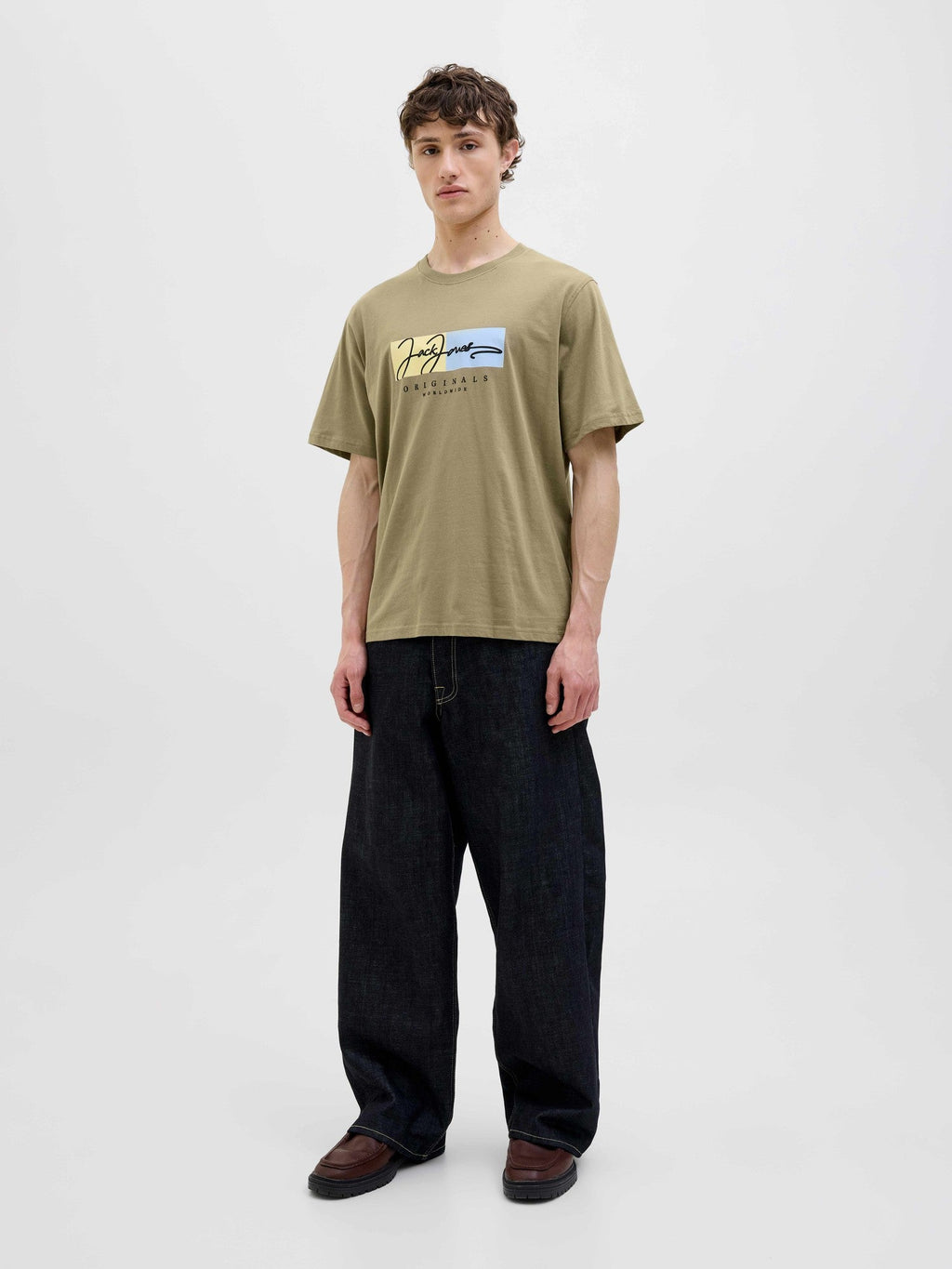 JACK & JONES Тениска JORFREDERIKSBERG BOX SCRIPT TEE SS CN LN